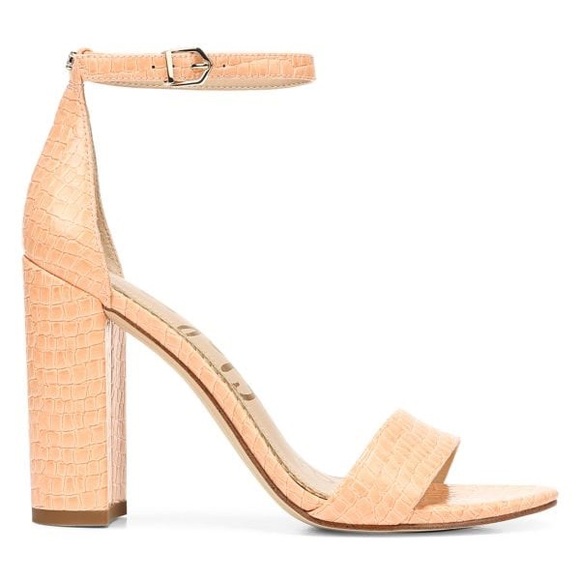 NIB Yaro Peach Crocodile Sam Edelman 4 in Block Heels 👠 🍑 - Picture 3 of 4